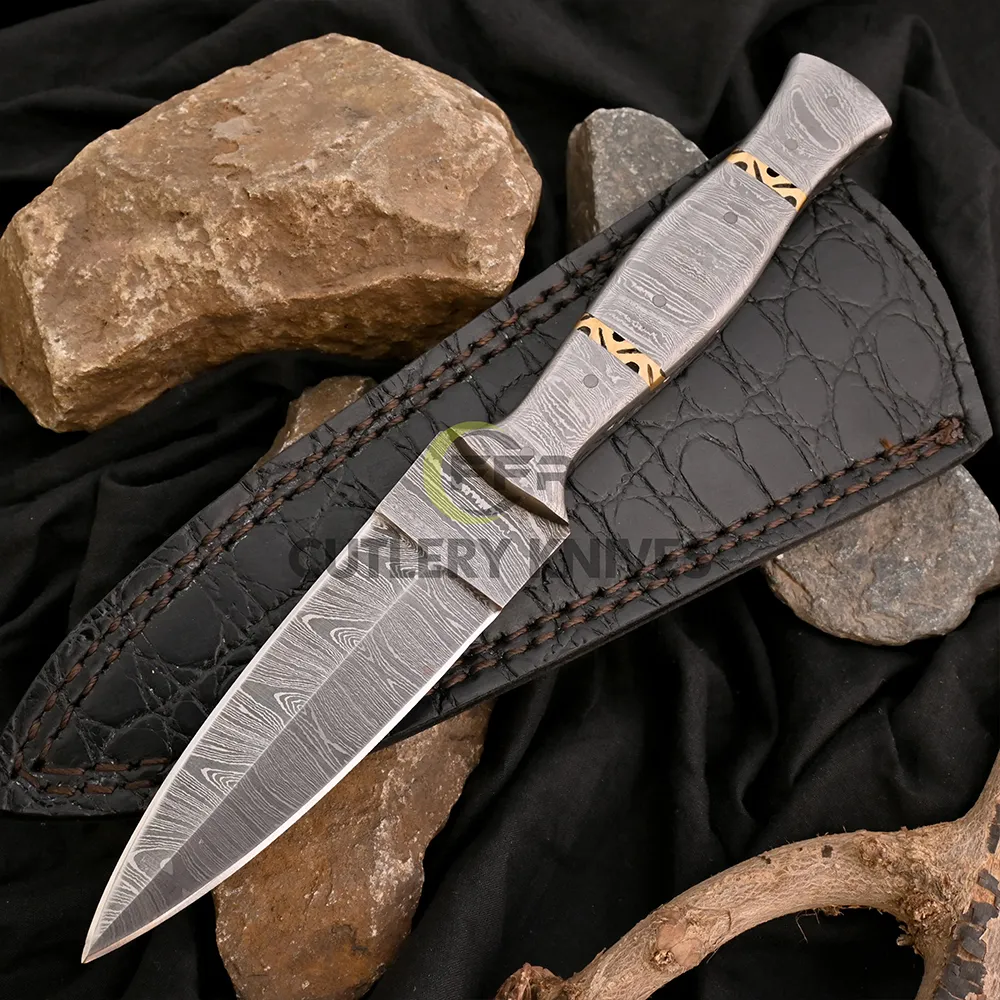 FULL TANG BOOT KNIFE THROWING HUNTING DAGGER HAND FORGED DAMASCUS STEEL-Gift For Hunters, Personalized Gift Knife,Perfect Gift Idea