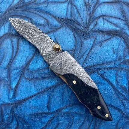 Handmade Damascus Pocket knife Gift For Men, Gift For Hunters, Personalized Gift Knife, Groomsmen Knife