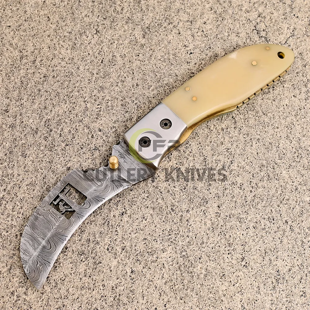 Handmade lineman Hawkbill folding knife with bone Handle.-Gift for Boyfriend, Fathers Day Gift ,Anniversary Gift for him
