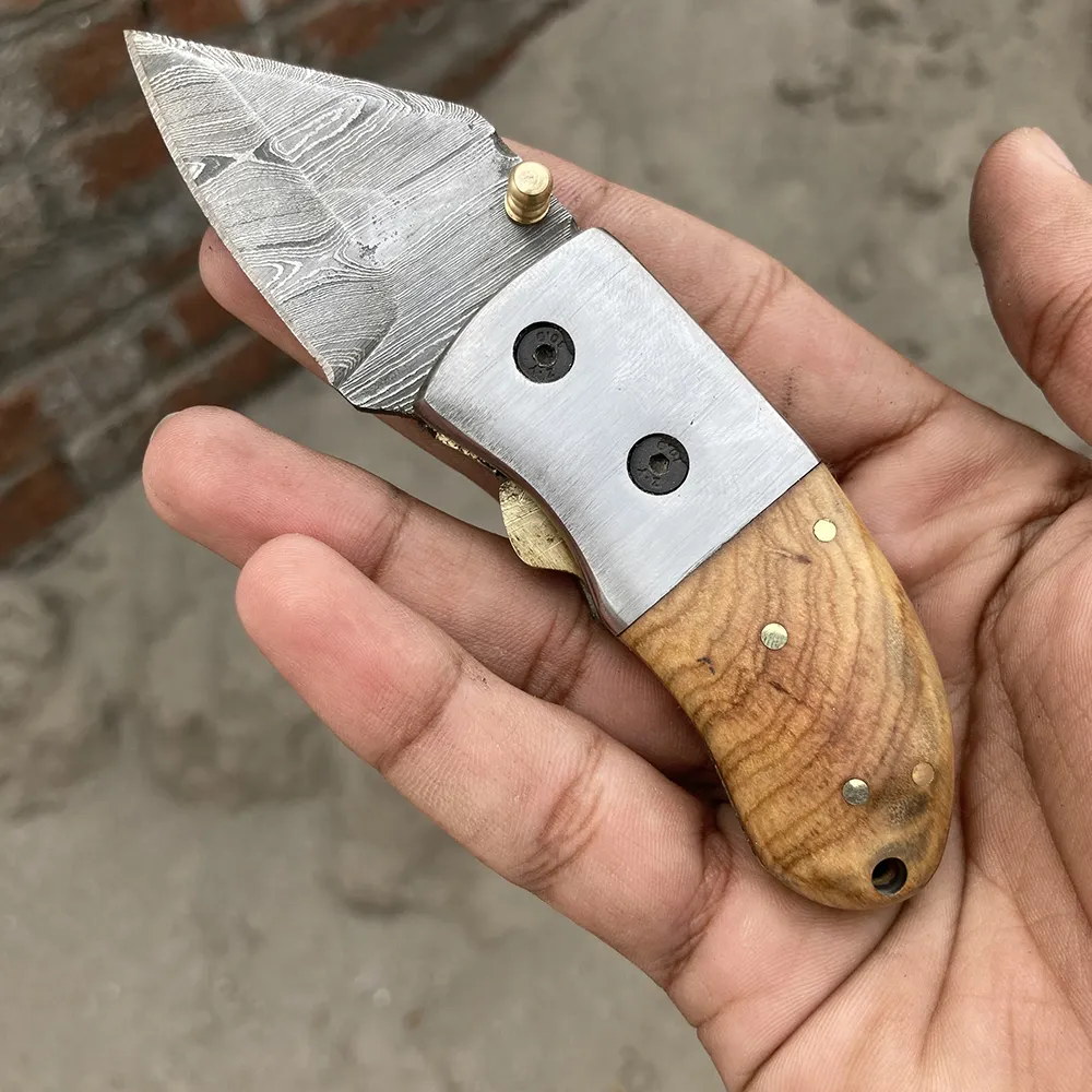The "Davy Crockett" Mini EDC 5.5" Folding Knife with Leather Sheath-Special Gift for Any Occasion Personalized Gift and  Anniversary Gift for him