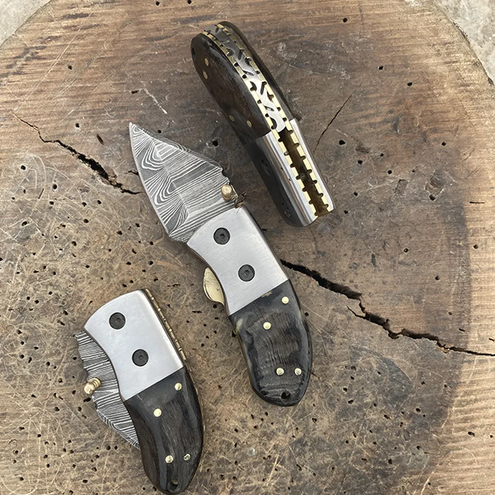 Hand Forged 5.5"Inches EDC Mini Pocket Folding Knife with Leather Sheath-Gift Knife for Husband, Anniversary Gifts