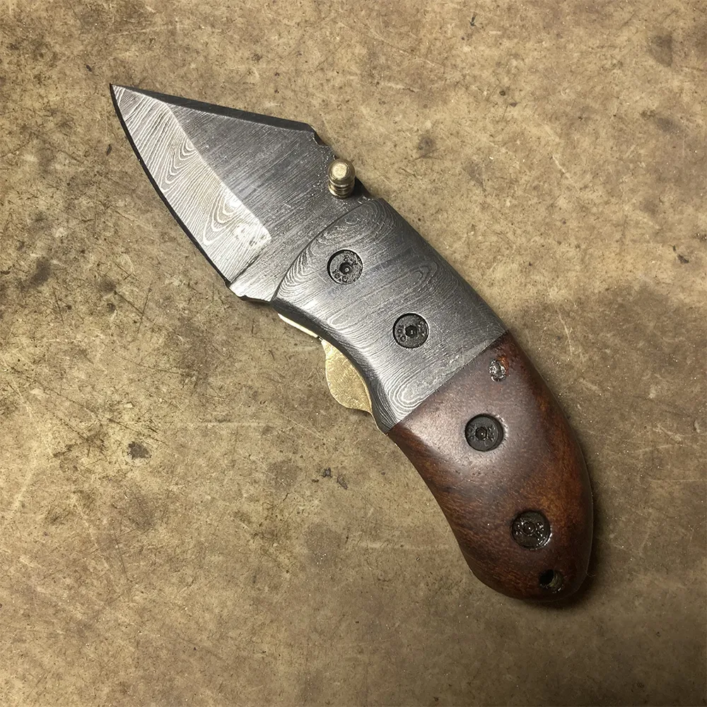 Hand Forged 5.5"Inches Folding Knife with Leather Sheath-Gift Knife for Husband, Anniversary Gifts